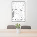 24x36 New London New Hampshire Map Print Portrait Orientation in Classic Style Behind 2 Chairs Table and Potted Plant