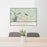 24x36 New London New Hampshire Map Print Lanscape Orientation in Woodblock Style Behind 2 Chairs Table and Potted Plant
