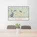 24x36 New London New Hampshire Map Print Lanscape Orientation in Woodblock Style Behind 2 Chairs Table and Potted Plant