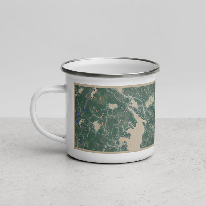 Left View Custom New London New Hampshire Map Enamel Mug in Afternoon