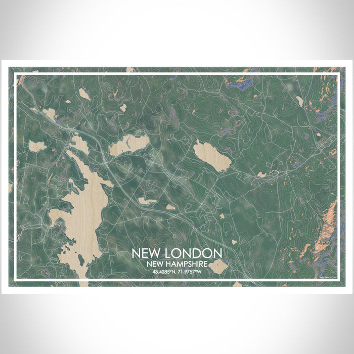 New London New Hampshire Map Print Landscape Orientation in Afternoon Style With Shaded Background