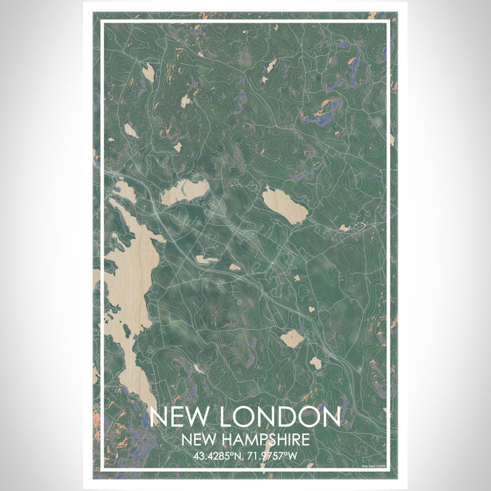 New London New Hampshire Map Print Portrait Orientation in Afternoon Style With Shaded Background