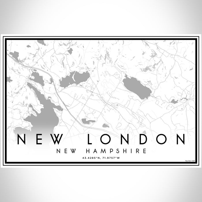 New London New Hampshire Map Print Landscape Orientation in Classic Style With Shaded Background