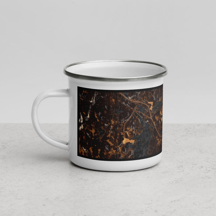 Left View Custom New London New Hampshire Map Enamel Mug in Ember