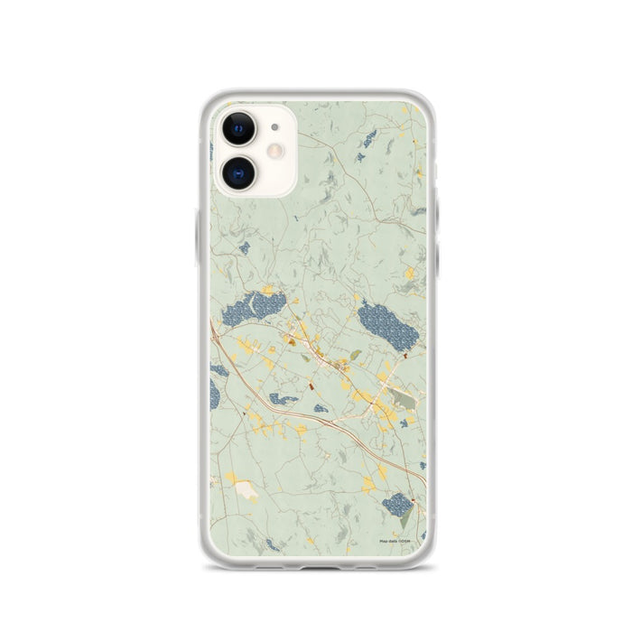Custom iPhone 11 New London New Hampshire Map Phone Case in Woodblock