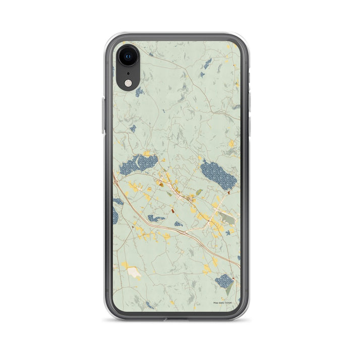 Custom iPhone XR New London New Hampshire Map Phone Case in Woodblock