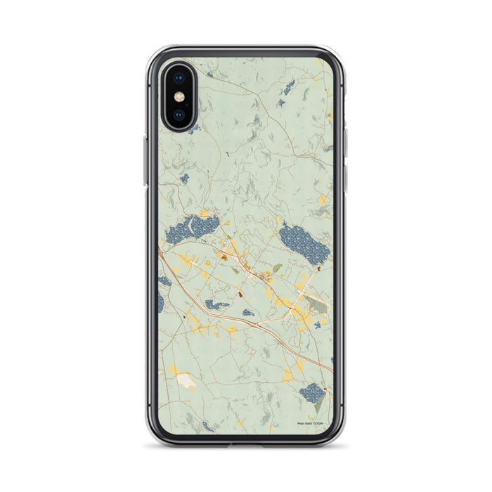 Custom iPhone X/XS New London New Hampshire Map Phone Case in Woodblock