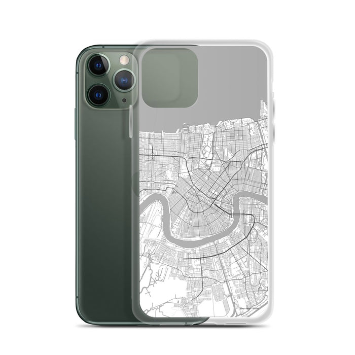 Custom New Orleans Louisiana Map Phone Case in Classic on Table with Laptop and Plant