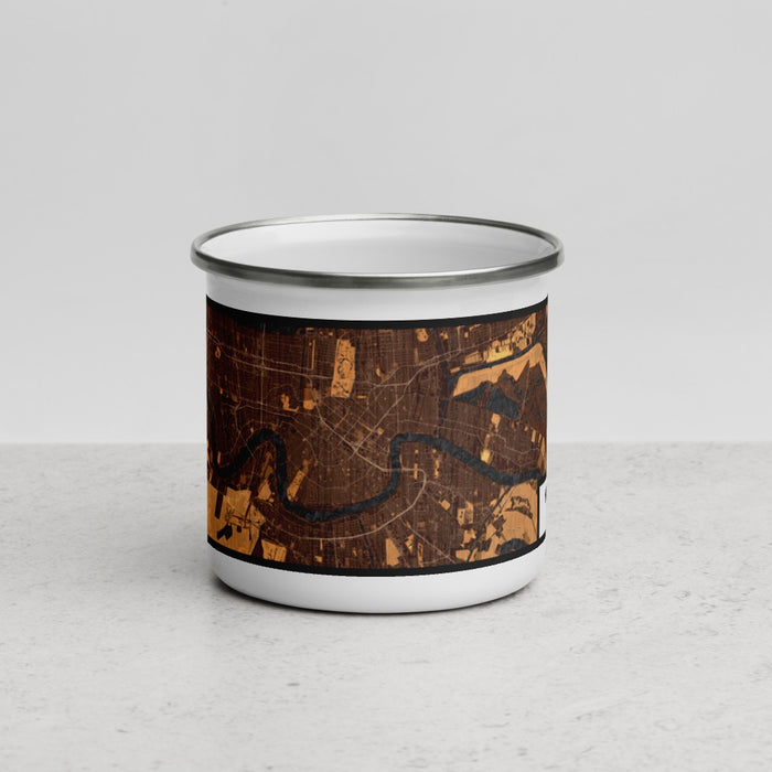 Front View Custom New Orleans Louisiana Map Enamel Mug in Ember