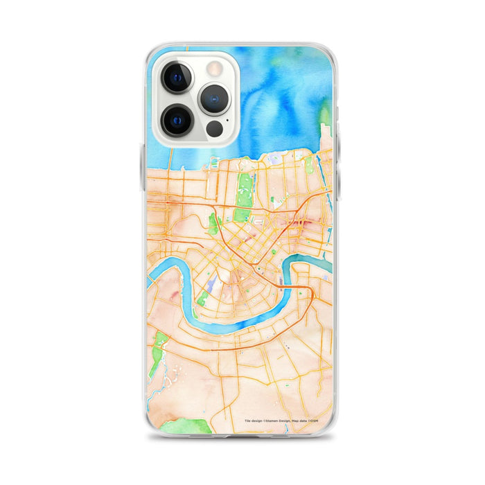 Custom New Orleans Louisiana Map iPhone 12 Pro Max Phone Case in Watercolor