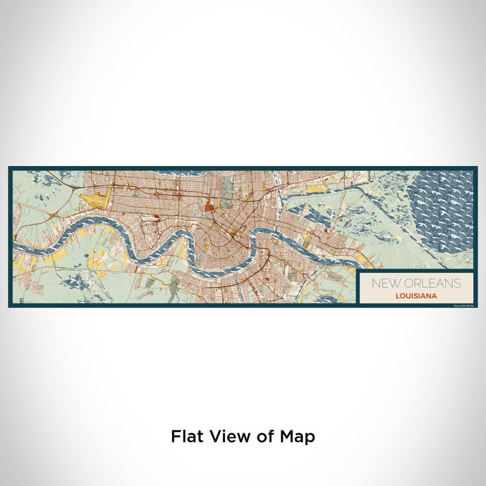 Flat View of Map Custom New Orleans Louisiana Map Enamel Mug in Woodblock