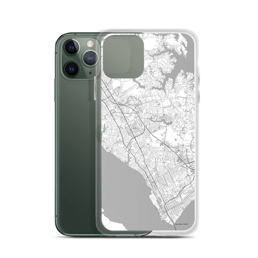 Custom Newport News Virginia Map Phone Case in Classic on Table with Laptop and Plant