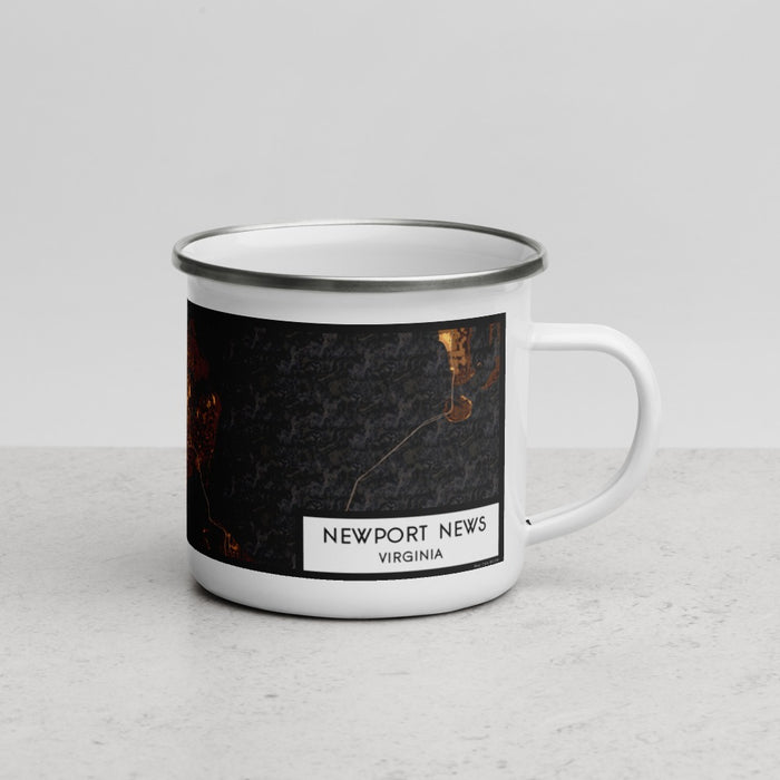 Right View Custom Newport News Virginia Map Enamel Mug in Ember