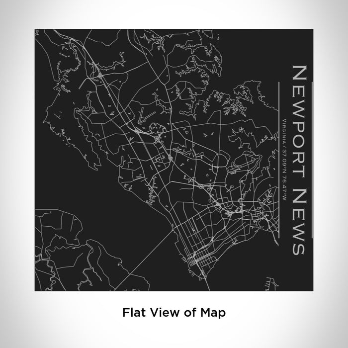 Rendered View of Newport News Virginia Map Engraving on 17oz Stainless Steel Insulated Tumbler in Black