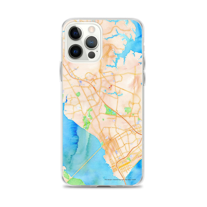 Custom Newport News Virginia Map iPhone 12 Pro Max Phone Case in Watercolor