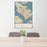 24x36 Newport News Virginia Map Print Portrait Orientation in Woodblock Style Behind 2 Chairs Table and Potted Plant