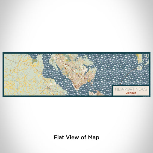 Flat View of Map Custom Newport News Virginia Map Enamel Mug in Woodblock