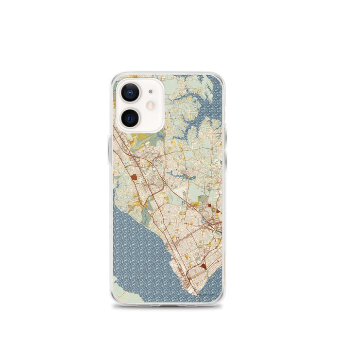 Custom Newport News Virginia Map iPhone 12 mini Phone Case in Woodblock