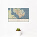 12x18 Newport News Virginia Map Print Landscape Orientation in Woodblock Style With Small Cactus Plant in White Planter