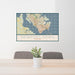 24x36 Newport News Virginia Map Print Landscape Orientation in Woodblock Style Behind 2 Chairs Table and Potted Plant