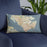 Custom Newport News Virginia Map Throw Pillow in Woodblock on Blue Colored Chair