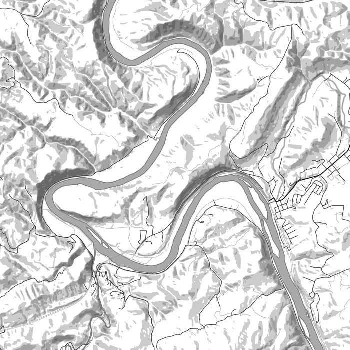 New River Gorge National Park Map Print in Classic Style Zoomed In Close Up Showing Details