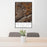 24x36 New River Gorge National Park Map Print Portrait Orientation in Ember Style Behind 2 Chairs Table and Potted Plant