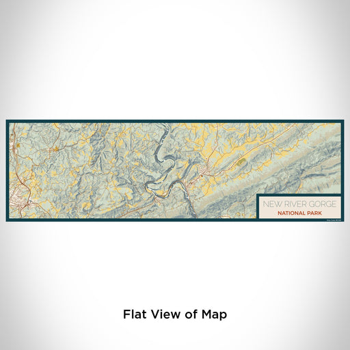 Flat View of Map Custom New River Gorge National Park Map Enamel Mug in Woodblock