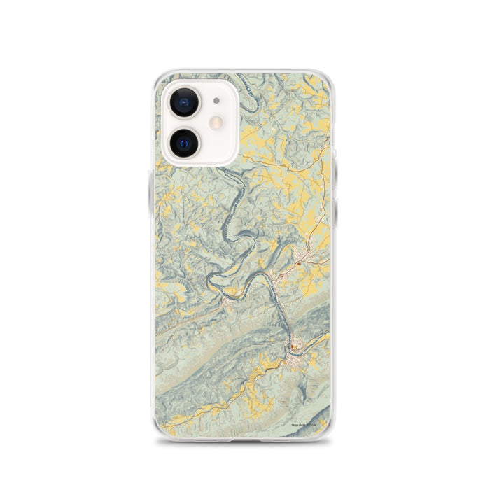 Custom New River Gorge National Park Map iPhone 12 Phone Case in Woodblock