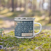 Right View Custom New Rochelle New York Map Enamel Mug in Woodblock on Grass With Trees in Background