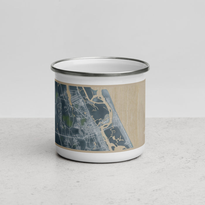 Front View Custom New Smyrna Beach Florida Map Enamel Mug in Afternoon