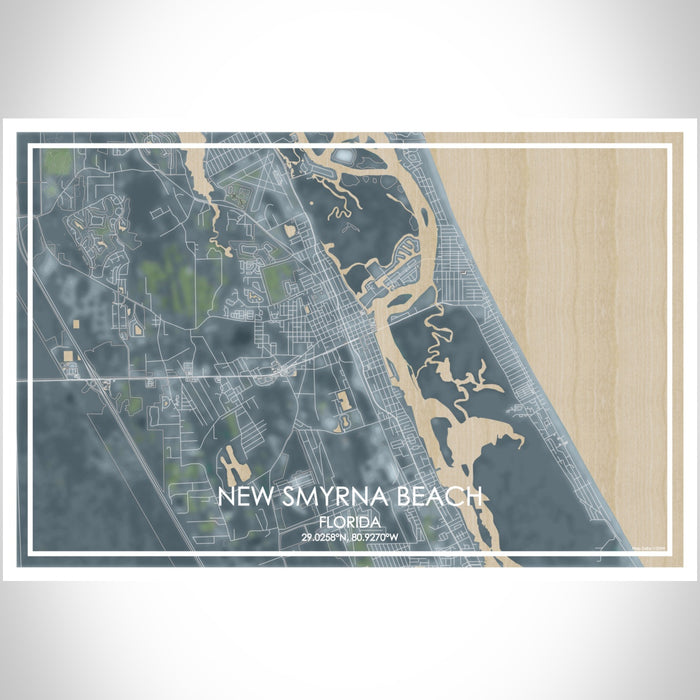 New Smyrna Beach Florida Map Print Landscape Orientation in Afternoon Style With Shaded Background