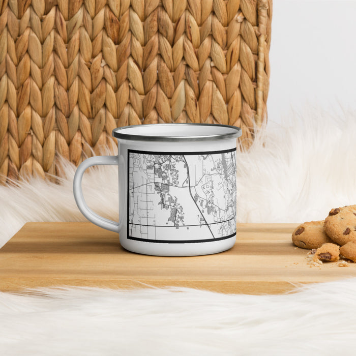 Left View Custom New Smyrna Beach Florida Map Enamel Mug in Classic on Table Top