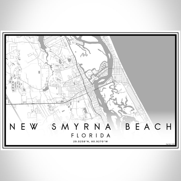 New Smyrna Beach Florida Map Print Landscape Orientation in Classic Style With Shaded Background
