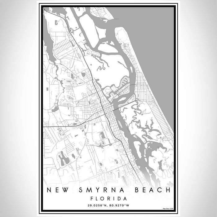 New Smyrna Beach Florida Map Print Portrait Orientation in Classic Style With Shaded Background