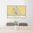 24x36 New Ulm Minnesota Map Print Lanscape Orientation in Woodblock Style Behind 2 Chairs Table and Potted Plant