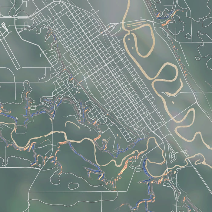 New Ulm Minnesota Map Print in Afternoon Style Zoomed In Close Up Showing Details