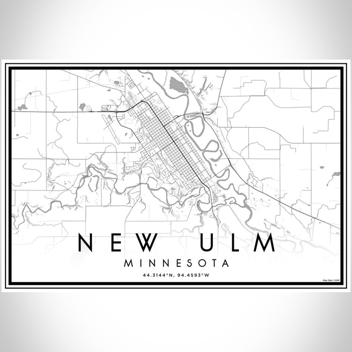 New Ulm Minnesota Map Print Landscape Orientation in Classic Style With Shaded Background