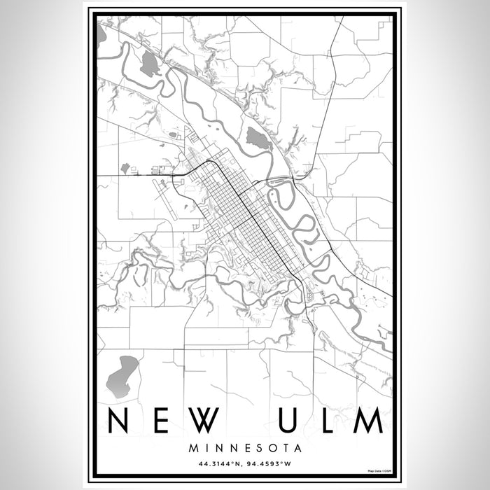 New Ulm Minnesota Map Print Portrait Orientation in Classic Style With Shaded Background