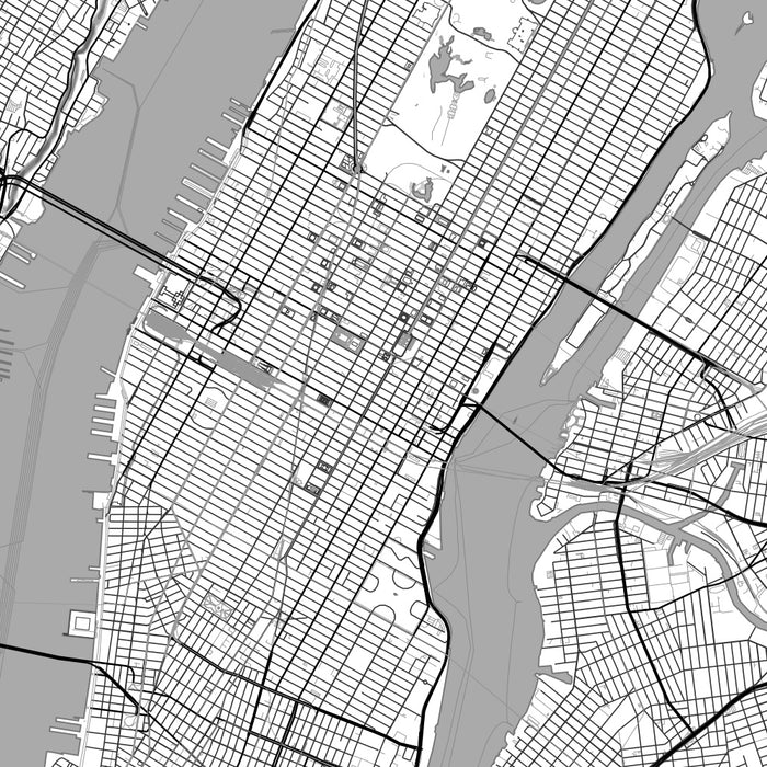New York New York Map Print in Classic Style Zoomed In Close Up Showing Details