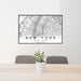 24x36 New York New York Map Print Landscape Orientation in Classic Style Behind 2 Chairs Table and Potted Plant