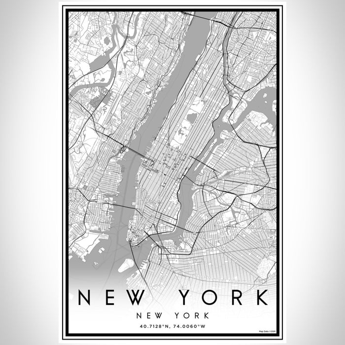 New York New York Map Print Portrait Orientation in Classic Style With Shaded Background