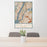 24x36 New York New York Map Print Portrait Orientation in Woodblock Style Behind 2 Chairs Table and Potted Plant
