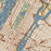 New York New York Map Print in Woodblock Style Zoomed In Close Up Showing Details