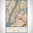 New York New York Map Print Portrait Orientation in Woodblock Style With Shaded Background