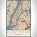 New York New York Map Print Portrait Orientation in Woodblock Style With Shaded Background