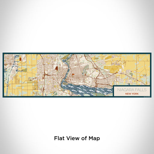 Flat View of Map Custom Niagara Falls New York Map Enamel Mug in Woodblock