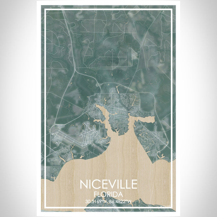 Niceville Florida Map Print Portrait Orientation in Afternoon Style With Shaded Background