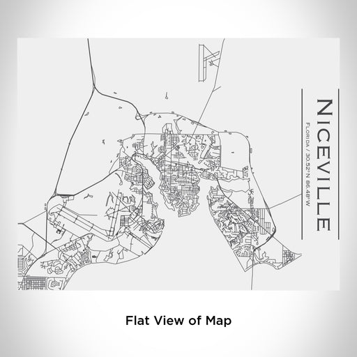 Rendered View of Niceville Florida Map Engraving on 20oz Stainless Steel Insulated Bottle with Bamboo Top in White
