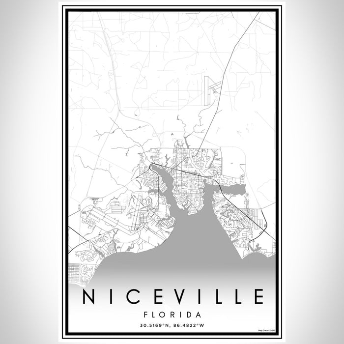 Niceville Florida Map Print Portrait Orientation in Classic Style With Shaded Background